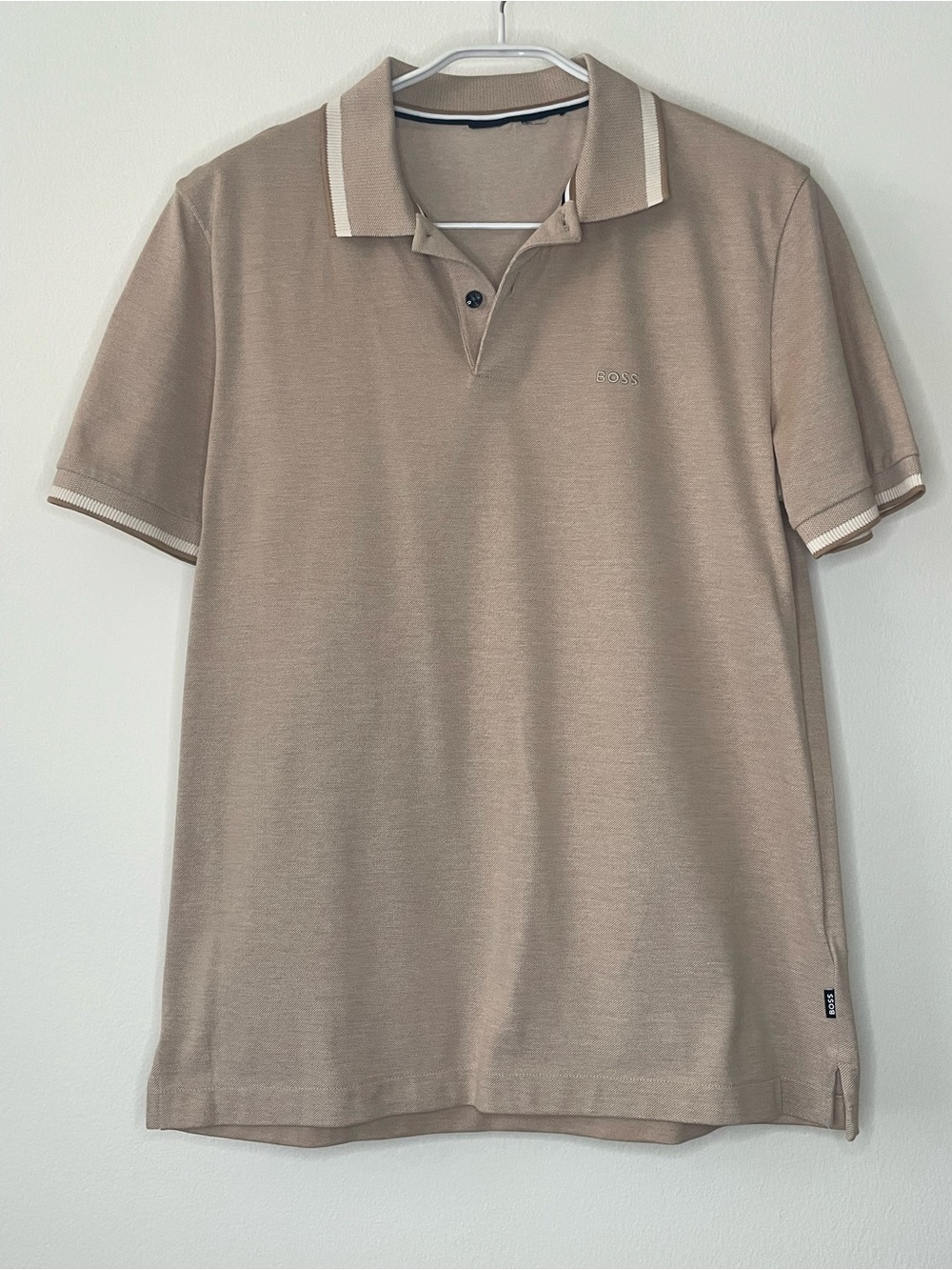 BOSS Hugo Boss Men’s Beige Cotton Piqué Polo Shirt - Size M
